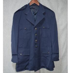 Vintage Carey Baltimore Navy Blue Military Jacket 42R